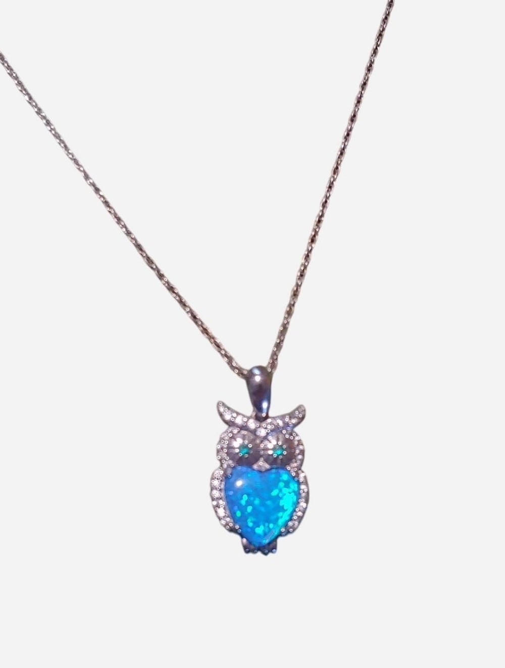 JCM Blue Owl Pendant Necklace Sterling Silver